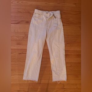 ZARA Hi-Rise Straight Ankle Jeans | White | NWT | Size 6